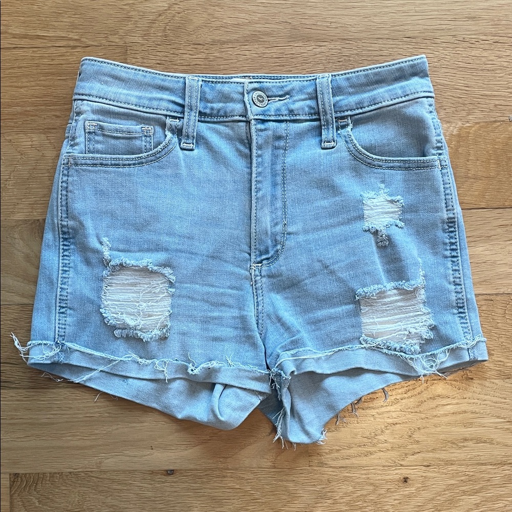 Hollister Light Blue Ripped Jean Shorts